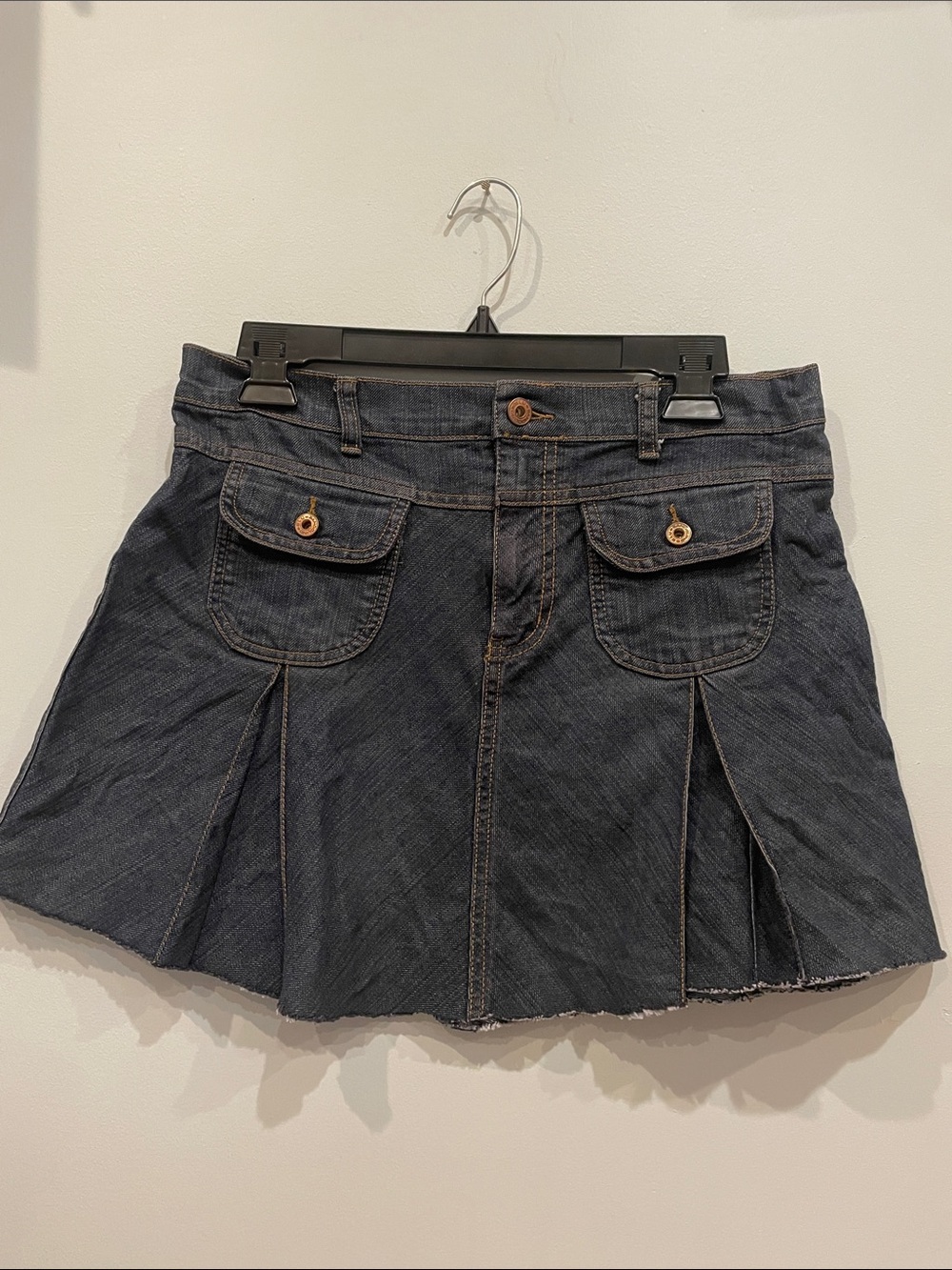 Bandolino Dark Blue Denim Pleated Mini Skirt